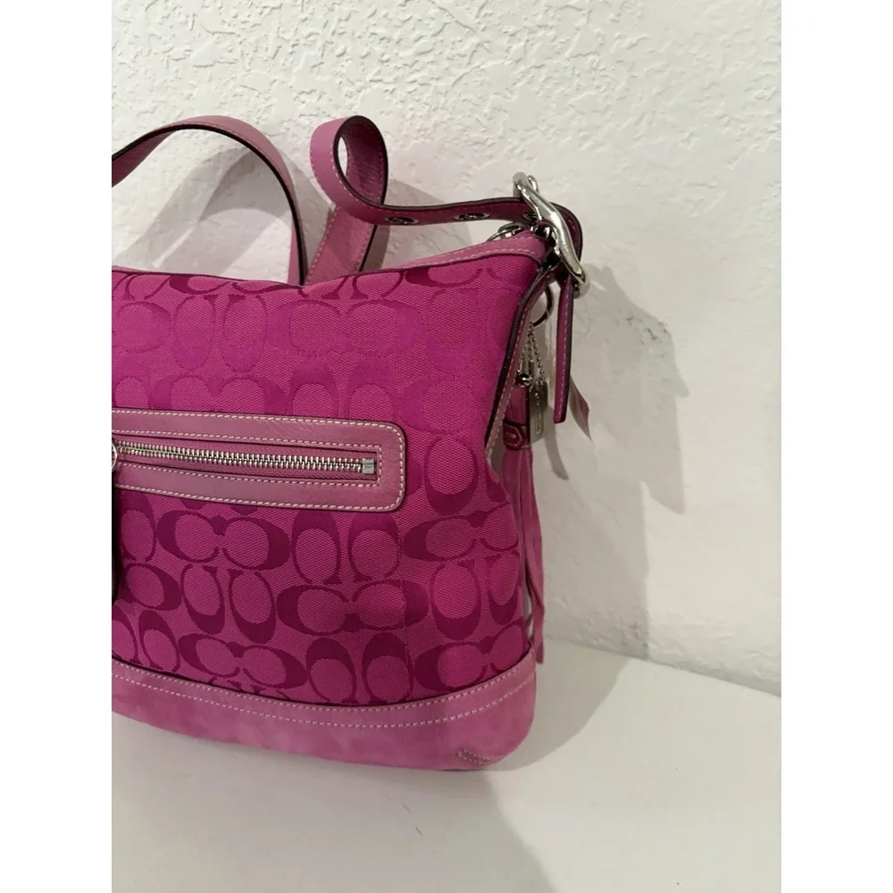 Coach Signature C Hot Pink Hobo Shoulder Bag Purse Vintage Y2K # 9362 - Picture 11 of 13